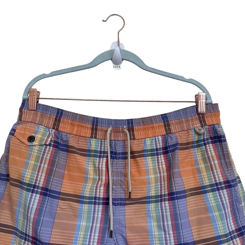 Polo‎ Ralph Lauren Plaid Preppy Swim Trunks Mens L Mesh Lined Board Shorts 6